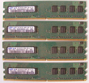 Lot of 4 Samsung M378T2863EHS-CF7 4GB (4x1GB) DIMM 800 MHz DDR2 SDRAM Memory - Picture 1 of 1