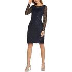 Adrianna Papell Womens Navy Embellished Cocktail and Party Dress 2 BHFO 6553