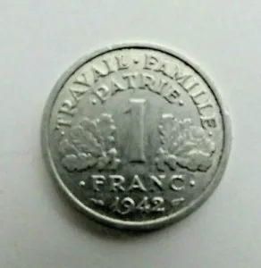 1942 Aluminium 1 Frank Frankreich Münze - Bild 1 von 2