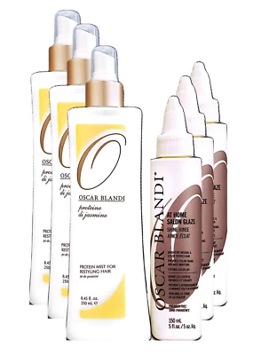 Oscar Blandi 蛋白喷雾 8.45 盎司和家庭沙龙釉 5 盎司 6 件装 — 第 1/4 张图片