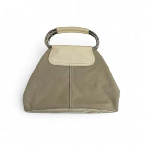 Bolso de mano PRADA SS2003 beige negro mango de metal vintage nailon cuero Italia - Imagen 1 de 10