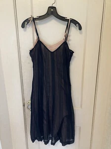 Anthropologie Odille Black Sheer Cotton Sundress w/Pink Underslip Sz 4 NWT - Picture 1 of 8