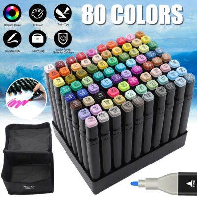 80PCS Marker Pen Set Dual Heads Graphic Artist Craft Sketch TOUCH Markers NEW - image 1 of 4
