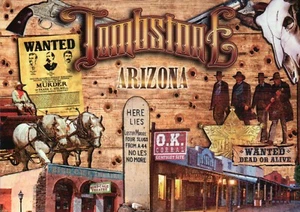 Tombstone Arizona, Gunfight OK Corral, Wyatt Earp, Wanted Poster AZ --- Postkarte - Bild 1 von 2