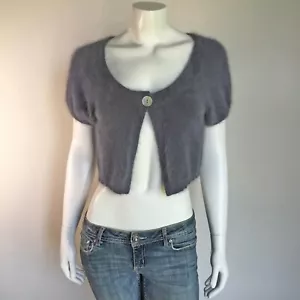 80 % Angora Fuzzy EXPRESS DESIGN STUDIO grau Bolero Strickjacke Pullover 30 im Beutel - Bild 1 von 8