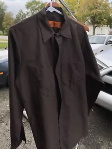 Red Kap Men's Size Medium Long Sleeve Solid Rip Stop Shirt Brown - Picture 1 of 2