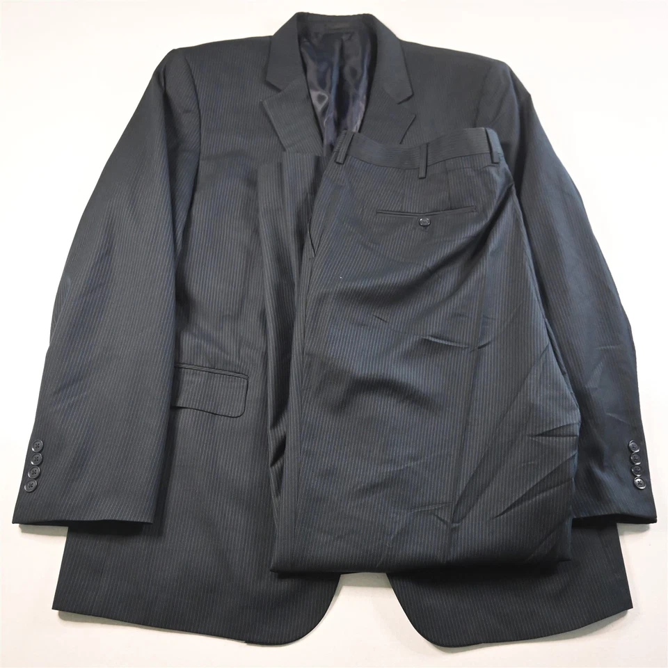 Andrew Fezza 48L 40x34 Azul Marino Rayas Gerard Hombres Chaqueta Pantalones Traje Foto 1 de 4