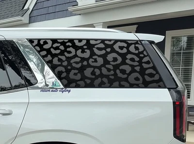 Calcomanía con estampado de guepardo de leopardo ventana cuarto Cadillac Escalade 2021-2025 Foto 1 de 4