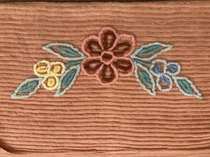 Chenille Tagesdecke Vintage Dusty Rose mit bunten Blumen 86"X100" Landhaus Strand - Bild 1 von 14