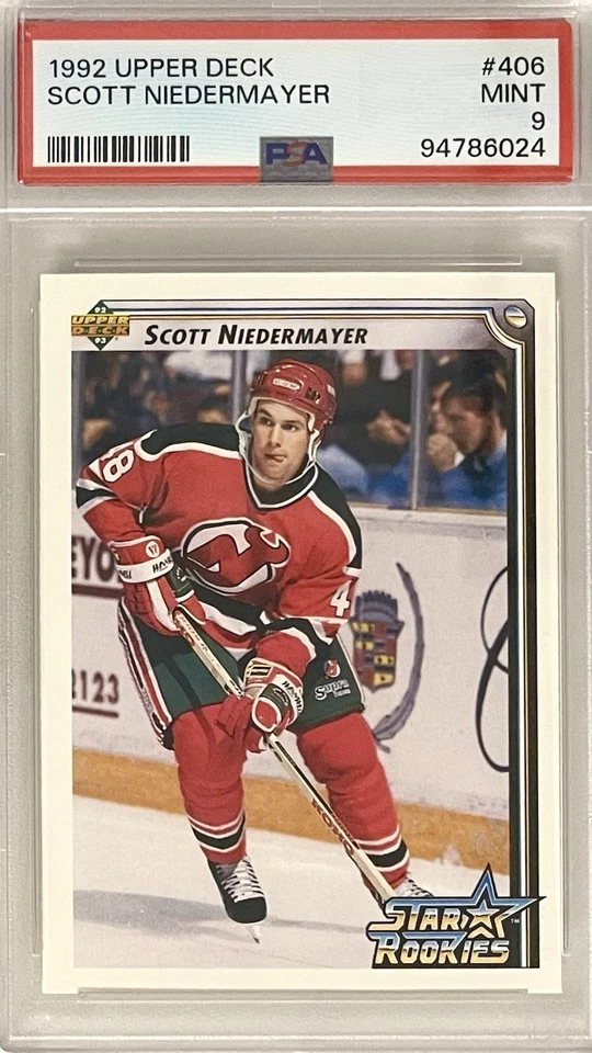 Scott Niedermayer Rookie 1992-93 Upper Deck Star Rookies #406 (RC) PSA 9 Devils - Image 1 of 2