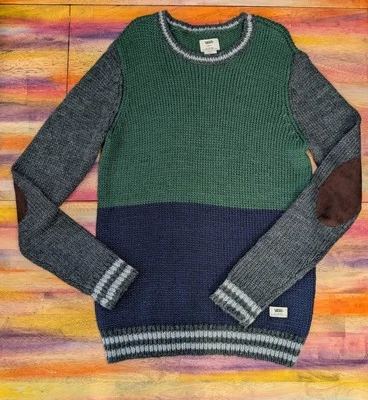 ⭐VANS Mens Silva Sweater Long Sleeve Pullover Wool Blend CrewNeck Pine Peacoat S - Image 1 of 4