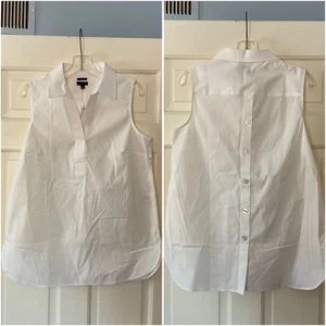 Talbots Non-Iron Button Back Shirt White Collared Sleeveless Size M NWT Office - Picture 1 of 7
