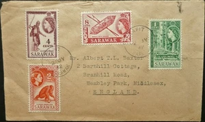 SARAWAK 2 JUL 1962 ELIZ. II COVER FROM KAPIT TO LONDON, ENGLAND - Picture 1 of 2