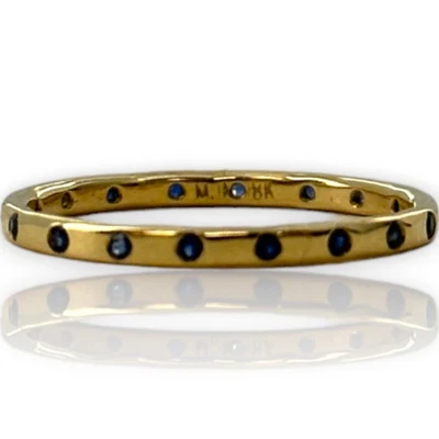 Banda Melissa Joy Manning Oro Amarillo 18kt Reciclado 18 Zafiros 1.7mm Talla 6 Foto 1 de 4