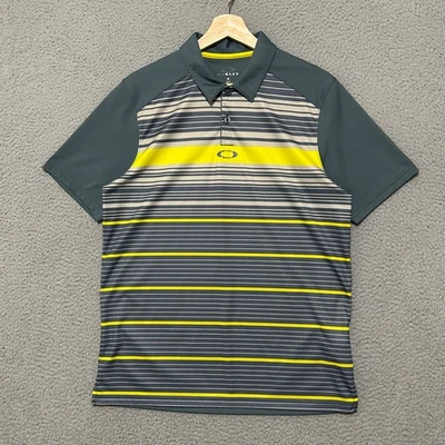 Camisa Polo Oakley Hombre S Gris Multicolor Rayas Ajuste Regular Poliéster Hydroflix Foto 1 de 4