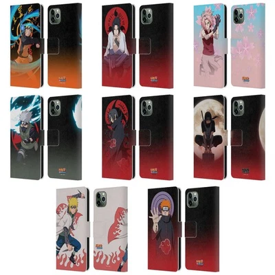 NARUTO SHIPPUDEN CHARACTER ART LEATHER BOOK CASE FOR APPLE iPHONE PHONES - Image 1 of 4