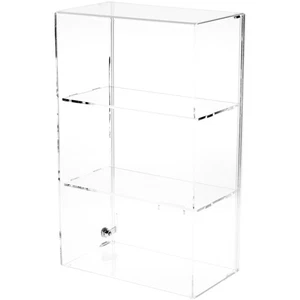 Plymor Acrylic Locking Case w/ Sliding Back, 2 Shelves, 21.75" x 13.25" x 7.5" - Picture 1 of 1