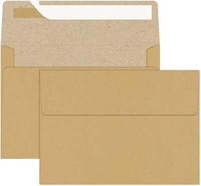 100 Paquetes Sobres Marrones 5x7, A7 Sobres Kraft para Tarjeta Invitación Boda Bi Foto 1 de 4