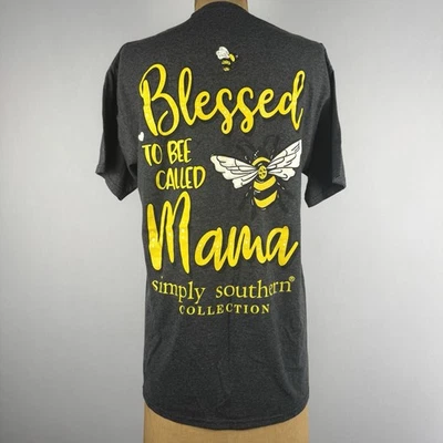 Camiseta Simply Southern Blessed to Bee Called Mama Gris Amarillo Gráfico T Talla M Foto 1 de 4