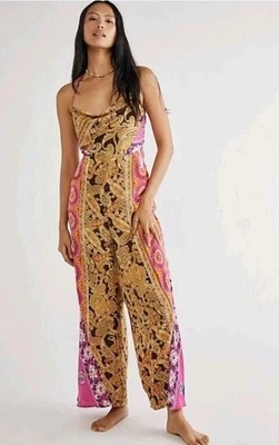 Mono Free People Miranda Multi-Patrón Paisley Rosa Capucha Cuello Talla XS NUEVO CON ETIQUETAS Foto 1 de 4