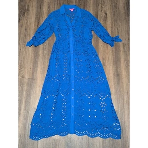 Lilly Pulitzer Borealis Azul Amrita Midi Ojales Camisa Solero Talla 6 LEER - Imagen 1 de 4