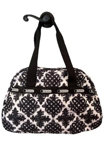 LeSportsac Black White Print Pattern Travel Beach Tote Bag - Picture 1 of 7