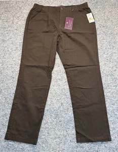 Gloria Vanderbilt Pleated Chino Pants Woman’s 14 Avg Brown Tapered Leg High Rise - Picture 1 of 10