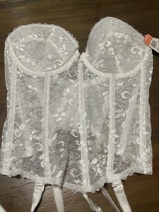 Rare! Vintage Carnival White Lace Bustier/Corset Garter Belt Size 36D - Picture 1 of 6