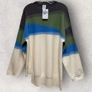 $150 Nike Yoga THERMA-FIT ADV Wool Blend Sweater Grey Blue DQ6336 Med. 25”x33” - Picture 1 of 7