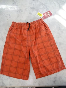 NWT~VINTAGE-CARGO SUPPLIES- short pant, orange plaid~YOUTH size L - Picture 1 of 4