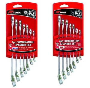 Force pro 7Pc Metric SAE spanner Set Wrench With Storage Case 10-24mm 5/16- 3/4” - Picture 1 of 3