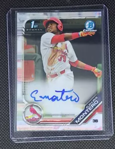 2019 Bowman Chrome Prospect Autographs #CPAEM Elehuris Montero Cardinals - Picture 1 of 2