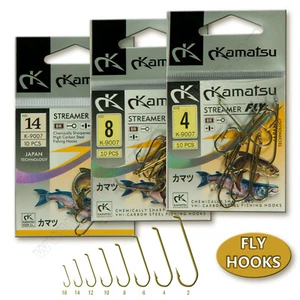 Gancho de pesca con mosca streamer vástago largo 4X fuerte atación salmón trucha ninfas secas húmedas - Imagen 1 de 2