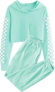 Meikulo Kids 2 Piece Outfits Girls Crop Tops 13-14 Years, A-light Green  - Picture 1 of 5