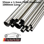 55mm x 1.5mm x 1000mm (32") T409 Stainless Steel Tube Pipe Exhaust Repair 1M