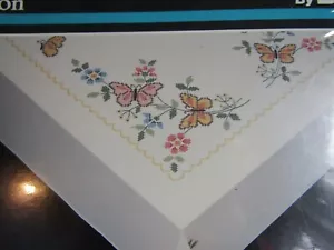 Bucilla Tablecloth Stamped for Cross Stitch Butterfly Serenade Special Edition - Picture 1 of 8
