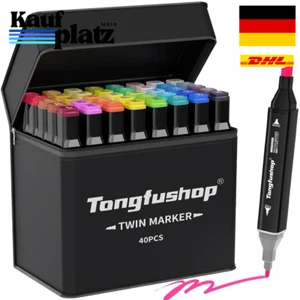 40 Farben Filzstifte Set Schnelltrocknend Doppelte Spitze Kunst Stifte mit Tr... - Bild 1 von 7