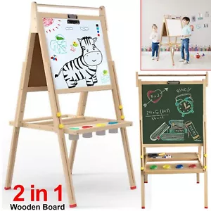 2 in 1 Kinder Staffelei Holz Tafel Whiteboard Kinder Zeichnen Kunst Kreidebrett - Bild 1 von 8