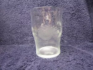HIGH QUALITY CRYSTAL WATER GLASS - COPPER WHEEL ENGRAVED FLOWERS, LEAFS & VINE - Picture 1 of 14