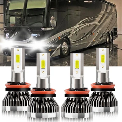 Kit combinado de 4 piezas de faros LED de haz alto bajo para Prevost X3 Coach 2015-2019 Foto 1 de 4
