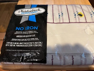 Vtg Meadowbrook No Iron queen flat sheet for 60x80 mattress  50%COTTON 50% POLY - Image 1 of 4