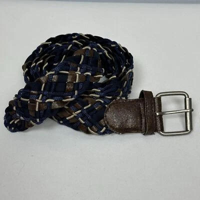 Cinturón Trenzado Cuero Tejido y Nylon Talla 24W x 1.5" Ancho Marrón y Azul Foto 1 de 3