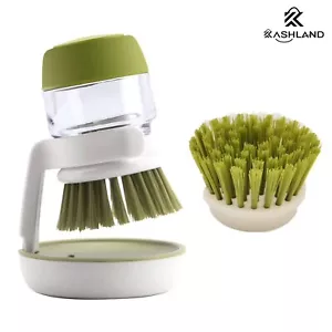 Soap Dispenser Palm Dish Scrub Brush with Storage Bracket and Drain Base - Green - Picture 1 of 10