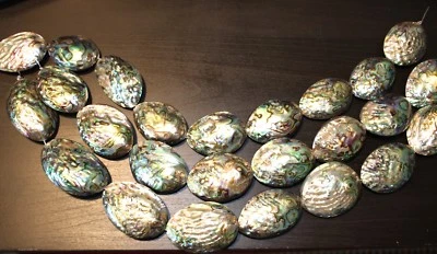 edelsteine24  Abalone Muschel Strang (super Lüster) 30/40x40/45mm!ABA1 - Bild 1 von 4