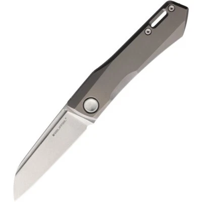 Real Steel Solis Folder Knife 2.88" Bohler N690 Steel Blade Gray Titanium Handle - Image 1 of 4