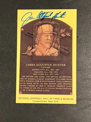 Jim Catfish Hunter Hand Signed Baseball Hall Of Fame Post Card - Image 1 of 2