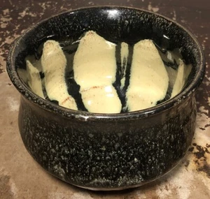 Vintage Handmade Ceramic Pottery Bowl Black & Cream Color - Picture 1 of 24