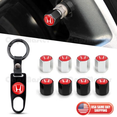 4x Car Wheel Tire Valve Dust Stem Air Cap Cover + Keychain Ring Fit Most Honda - Image 1 of 4