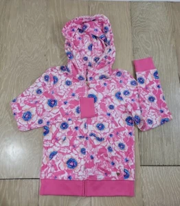 Juicy Couture Velour Hoodie Zip Up Track Jacket Youth GIRLS 12 Pink Blue Floral - Picture 1 of 11