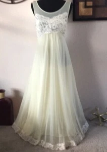 Vtg Chiffon Layers Full Sweep Feminine Maxi Long Nightgown Slip Dress Lingerie - Picture 1 of 10